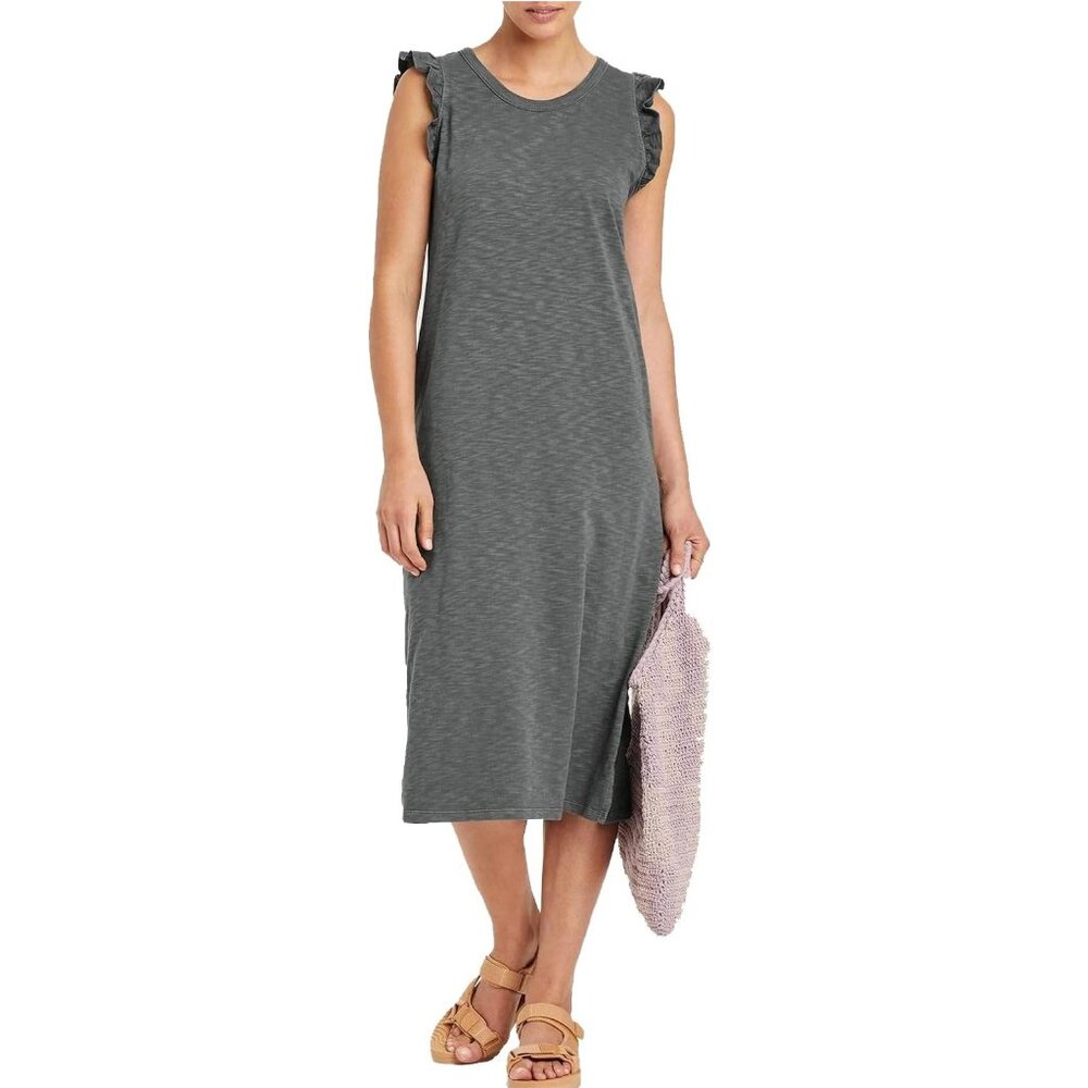 NWOT Universal Threads Ruffle Sleeve Midi Dress Sleeveless Tank Sundress Grey XS